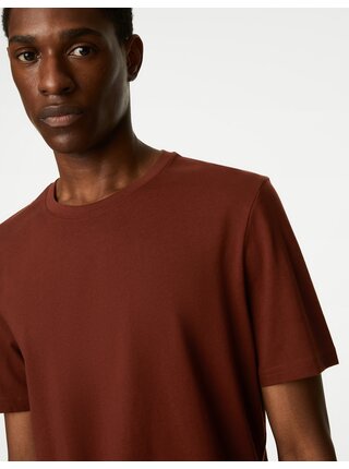Hnědé pánské basic tričko Marks & Spencer 