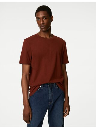 Hnědé pánské basic tričko Marks & Spencer 