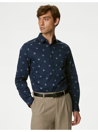 Tmavomodrá pánska vzorovaná košeľa Marks & Spencer