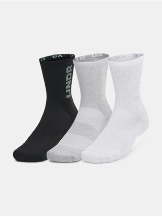 Sada tří párů ponožek v bílé, černé a šedé Under Armour UA 3-Maker 3pk Mid-Crew
