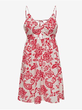 Červeno-bílé dámské květované šaty ONLY Kiera