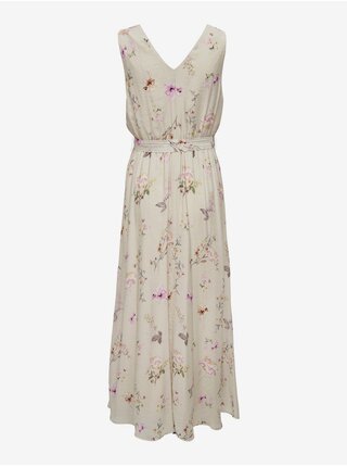 Krémové dámske kvetované midi šaty ONLY Lucca