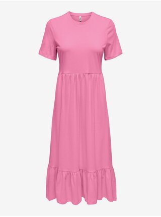 Ružové dámske basic midi šaty ONLY May