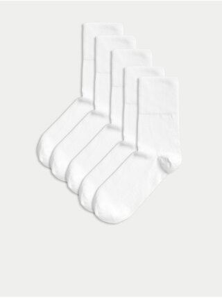 Sada piatich párov dámskych ponožiek v bielej farbe Marks & Spencer