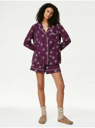 Fialové dámske vzorované pyžamo s technológiou Cool Comfort™ Marks & Spencer