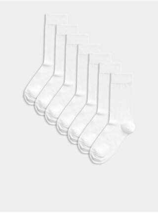 Sada siedmich párov pánskych ponožiek v bielej farbe Marks & Spencer Cool & Fresh™