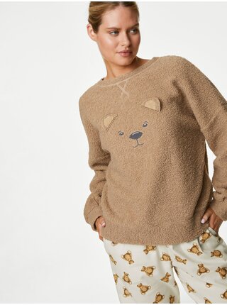 Krémovo-béžové dámske pyžamo s motívom Spencer Bear™ Marks & Spencer