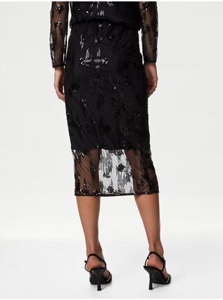 Čierna dámska puzdrová midi sukňa s flitrami Marks & Spencer