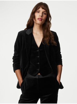 Čierne dámske zamatové sako Marks & Spencer