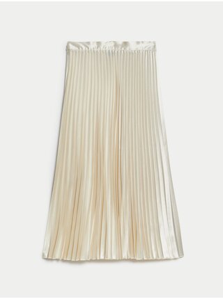 Krémová dámska saténová plisovaná sukňa Marks & Spencer