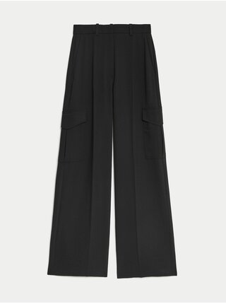 Černé dámské kapsáčové široké kalhoty Marks & Spencer 