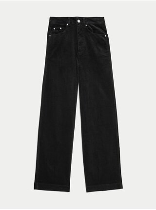 Čierne dámske široké menčestrové nohavice Marks & Spencer