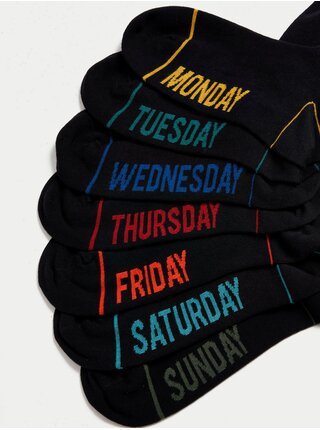 Sada sedmi párů pánských ponožek v černé barvě Marks & Spencer Cool & Fresh™ 