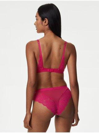 Tmavě růžové dámské saténové brazilské kalhotky Marks & Spencer Ines 