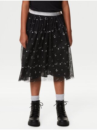 Černá holčičí vzorovaná tylová sukně Marks & Spencer   