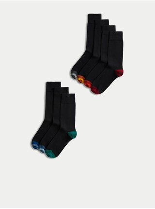 Sada sedmi párů pánských ponožek v černé barvě Marks & Spencer   