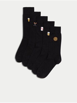 Sada pěti párů pánských ponožek v černé barvě Marks & Spencer Cool & Fresh™ 