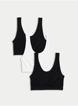 Sada tří dámských podprsenek bez kostic v černé a bílé barvě Marks & Spencer 