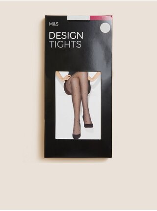 Černé dámské průsvitné puntíkované punčochové kalhoty Marks & Spencer 20 DEN