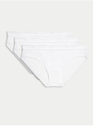 Súprava troch dámskych nohavičiek v bielej farbe Marks & Spencer
