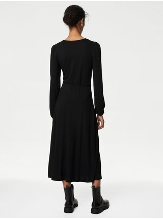 Černé dámské šaty s vázáním v pase Marks & Spencer  
