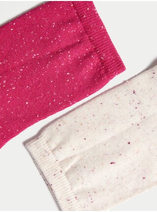 Sada dvou párů dámských vzorovaných ponožek v béžové a růžové barvě Marks & Spencer  