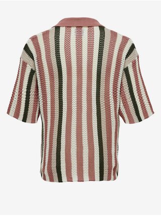 Staroružová pánska pruhovaná úpletová košeľa ONLY & SONS Eliot