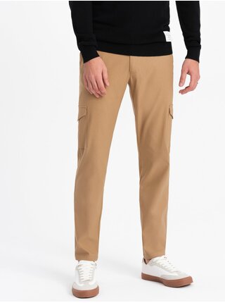 Světle hnědé pánské cargo kalhoty Ombre Clothing