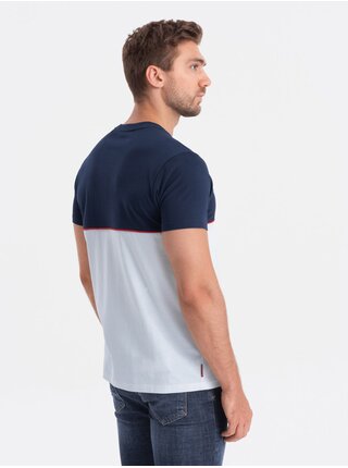 Modro-biele pánske tričko Ombre Clothing