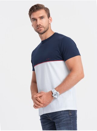 Modro-bílé pánské tričko Ombre Clothing