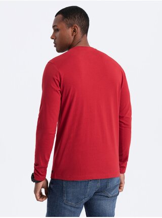 Červené pánské tričko s knoflíky Ombre Clothing HENLEY