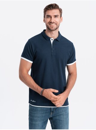 Tmavě modré pánské polo tričko Ombre Clothing