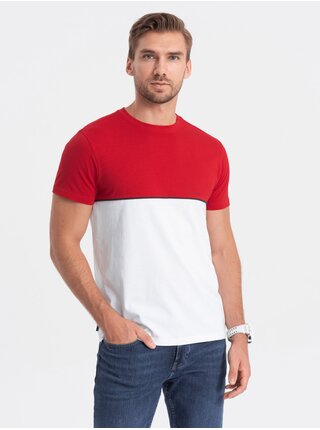 Bílo-červené pánské tričko Ombre Clothing