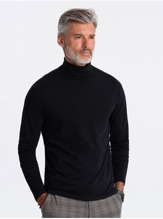Černé pánské basic tričko s rolákem Ombre Clothing