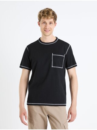 Čierne pánske tričko s vreckom Celio Fecontrast