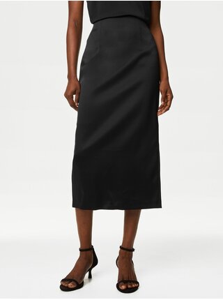 Čierna dámska saténová puzdrová sukňa s flitrami Marks & Spencer