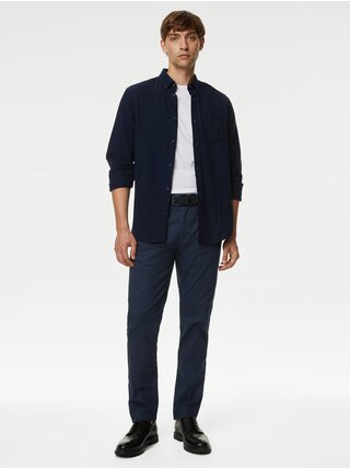 Tmavě modré pánské slim fit chino kalhoty Marks & Spencer 