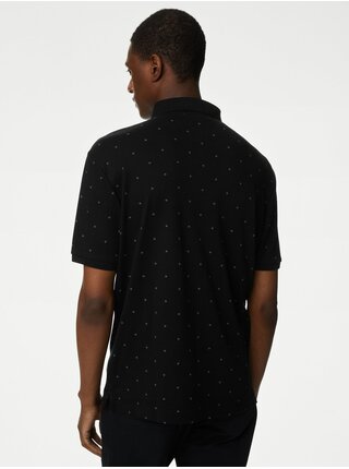 Černé pánské vzorované polo tričko Marks & Spencer