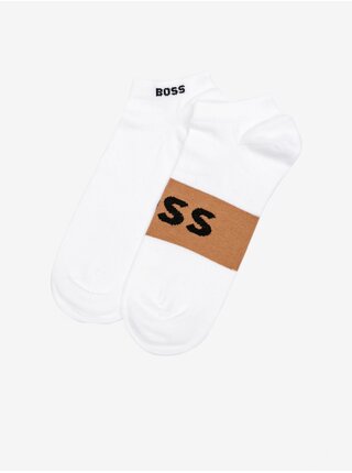 Súprava dvoch párov pánskych ponožiek v bielej farbe BOSS