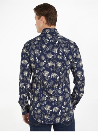 Tmavě modrá pánská vzorovaná košile Tommy Hilfiger Floral Print