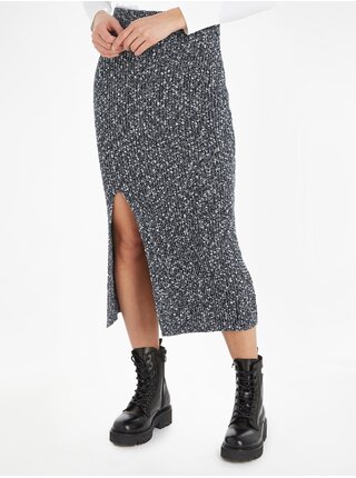 Tmavomodrá dámska svetrová midi sukňa s prímesou vlny Tommy Hilfiger