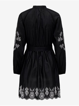 Čierne dámske košeľové šaty s výšivkou ONLY Flo