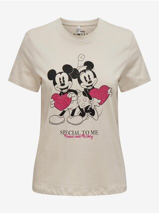 Béžové dámske tričko ONLY Mickey
