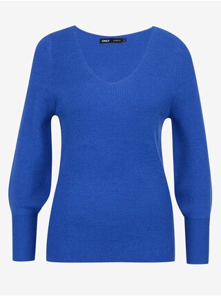 Modrý dámský žebrovaný svetr ONLY Onlatia