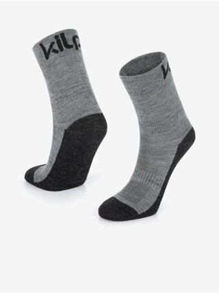 Čierno-sivé unisex outdoorové ponožky z Merino vlny Kilpi LIRIN-U