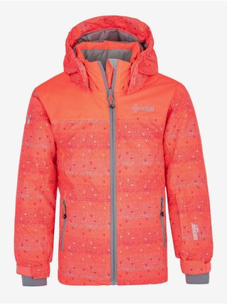 Oranžovo-ružová dievčenská vzorovaná lyžiarska bunda Kilpi JENOVA-JG