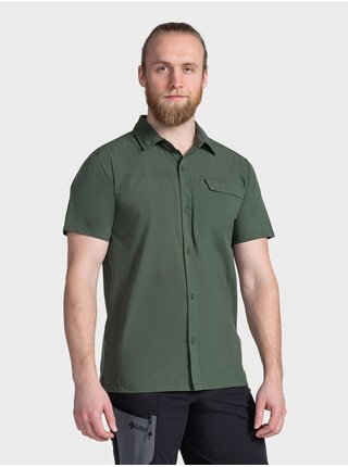 Tmavě zelená pánská sportovní košile s krátkým rukávem Kilpi BOMBAY
