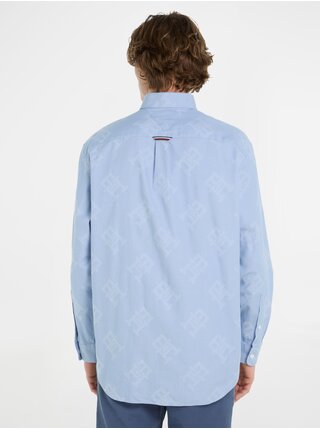 Světle modrá pánská vzorovaná košile Tommy Hilfiger Premium Oxford 
