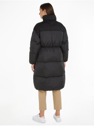 Čierny dámsky prešívaný kabát Tommy Hilfiger New York Puffer Maxi