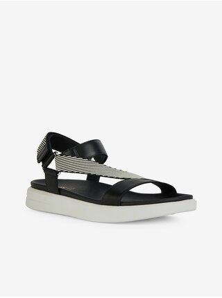 Černé dámské kožené sandálky Geox Xand